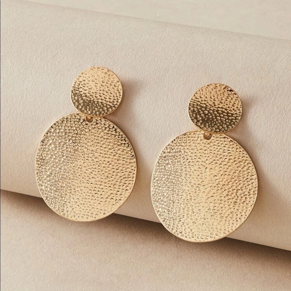 Round textured Gold Post Earrings